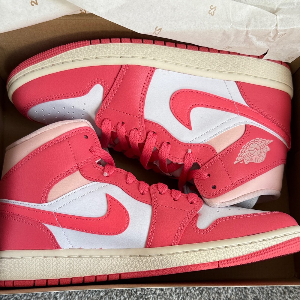 Jordan Women's Pink and White Sneakers